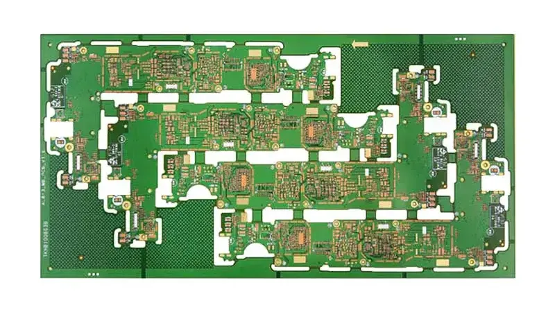 Green PCB panel prepared for SMT assembly
