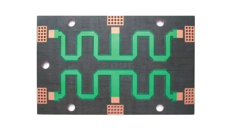 RF board with serpentine length-matched traces