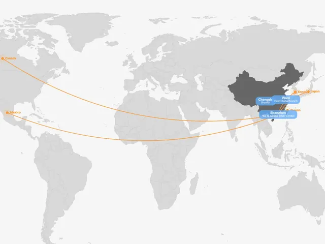 Map illustrating international shipping coverage