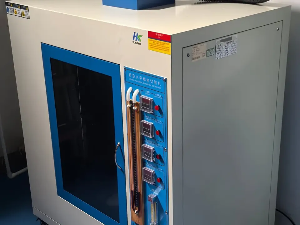 Flammability test equipment used for laminate evaluation