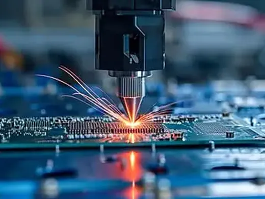 Laser processing station used for microvia formation