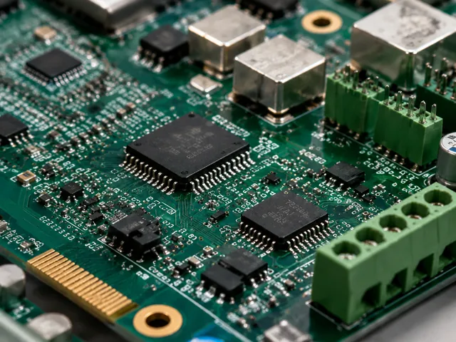 FR-4 board carrying through-hole and surface-mount components