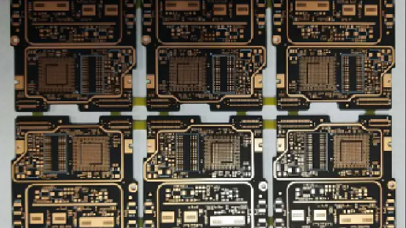 Gold-finished panel of unmanned-aerial-vehicle control boards