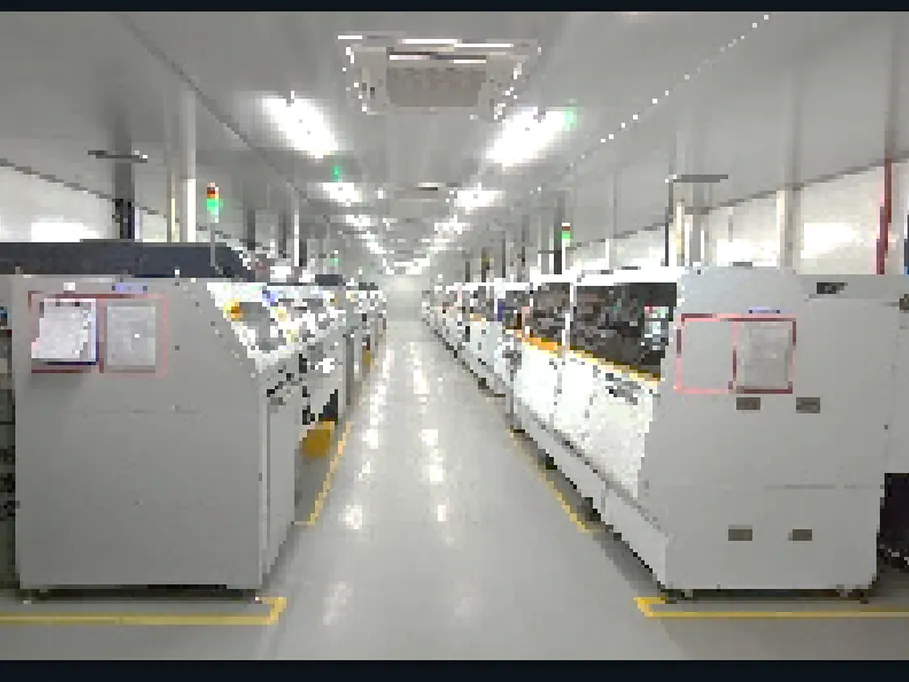 Production hall lined with automated process equipment