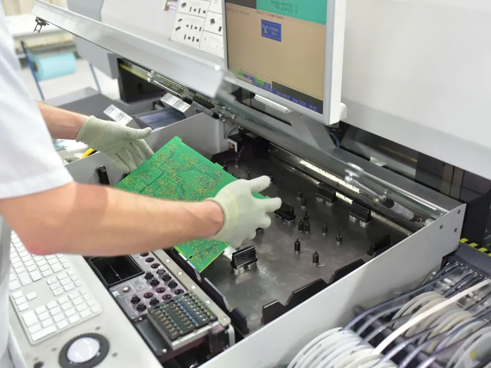 Operator supervising a pick-and-place assembly machine