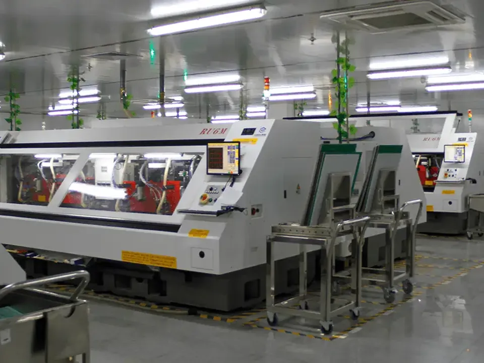 Automated PCB production line in a cleanroom environment