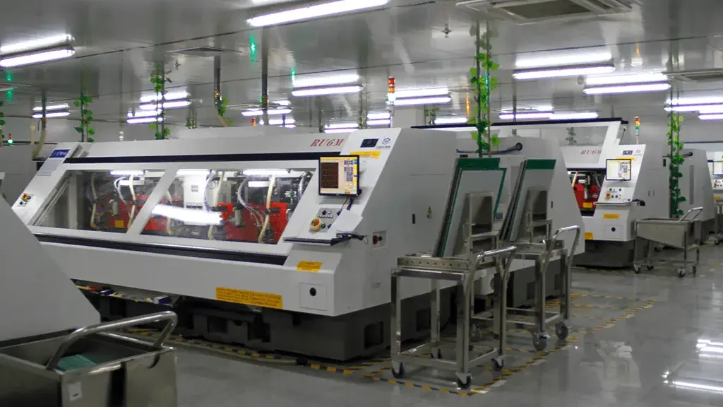 Automated PCB production line in a cleanroom environment